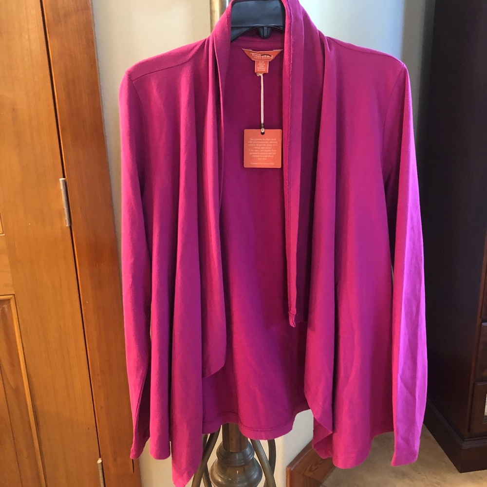 Tommy bahama magenta open sweater